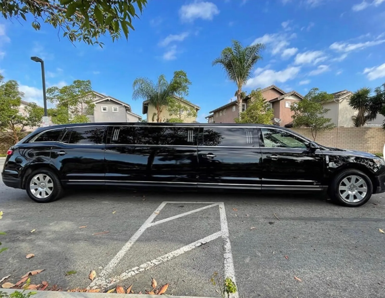 Black Lincoln MKT stretch limousine side profile